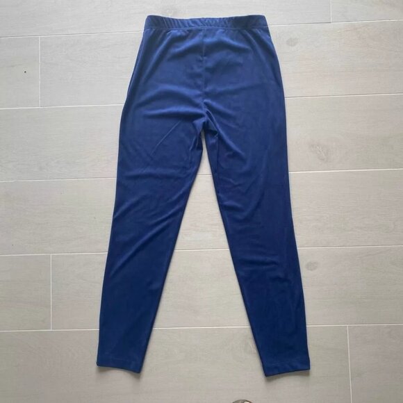 H Halston Leggings Women S Faux Suede Mid Rise Pull On Stretch Blue Skinny *Flaw - Picture 3 of 14